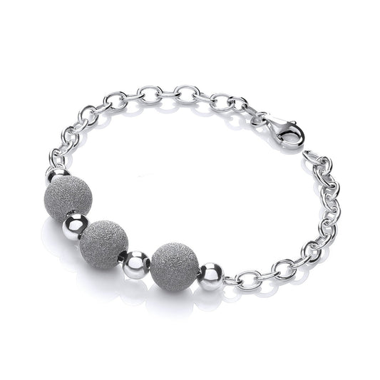 Silver With Three Moondust Beads Bracelet
