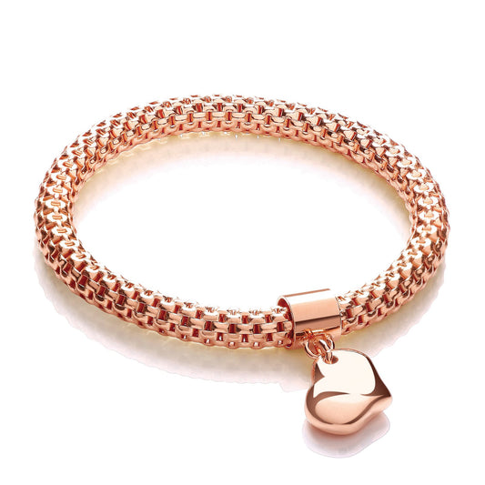 Rose Mesh With Heart Pendant - Fancy Bracelet