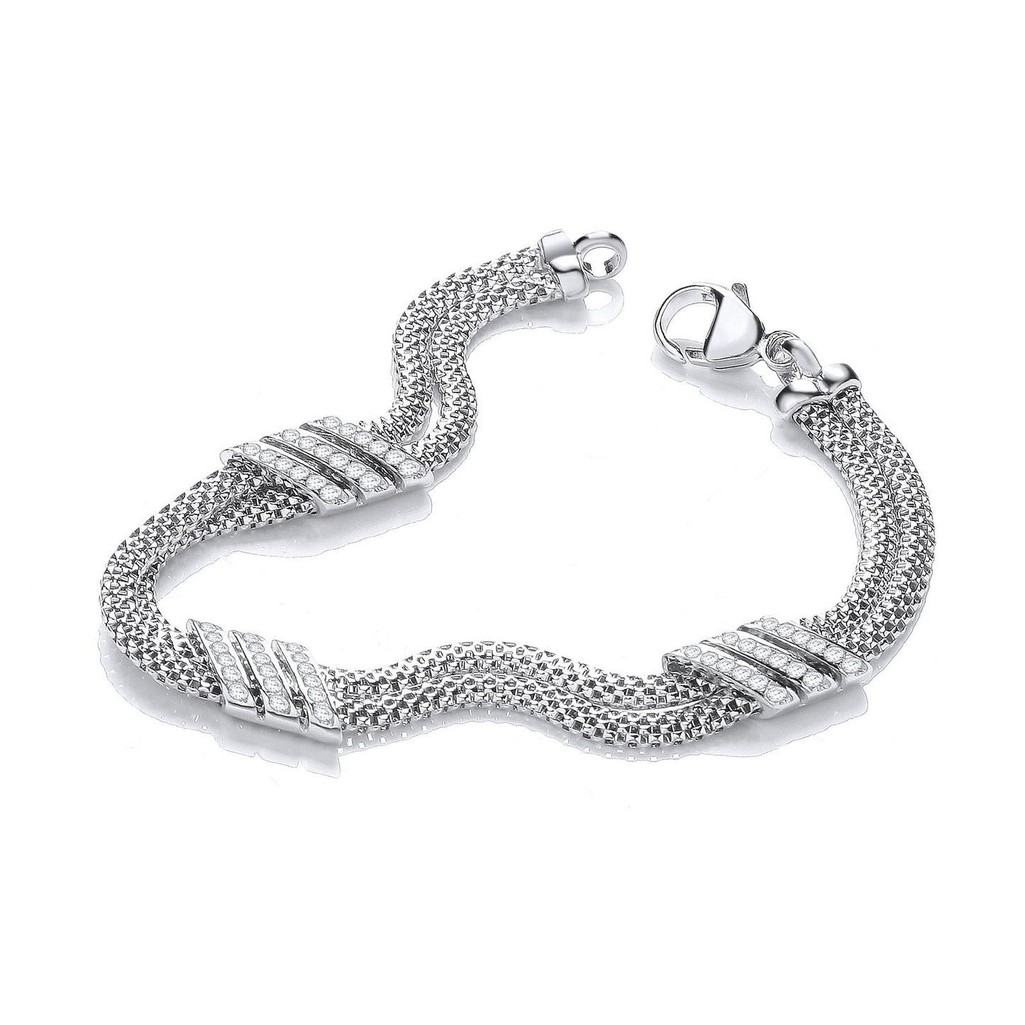 Double Row 3 Strings Of Cubic Zirconia's Bracelet 7"