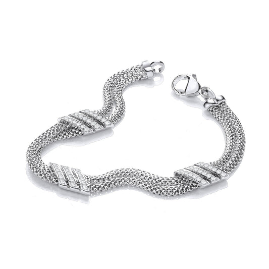 Double Row 3 Strings Of Cubic Zirconia's Bracelet 7"