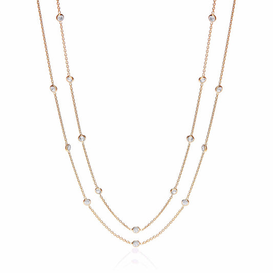Gold Coated Rubover 23 Cubic Zirconia's Necklace 38"