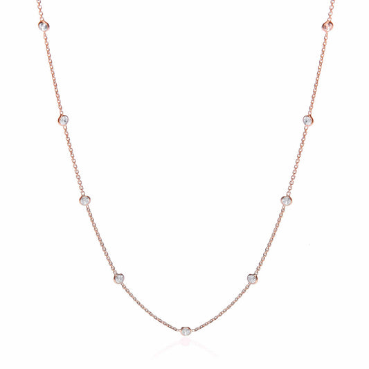 Rose Coated Rubover 11 Cubic Zirconia's Necklace 18"