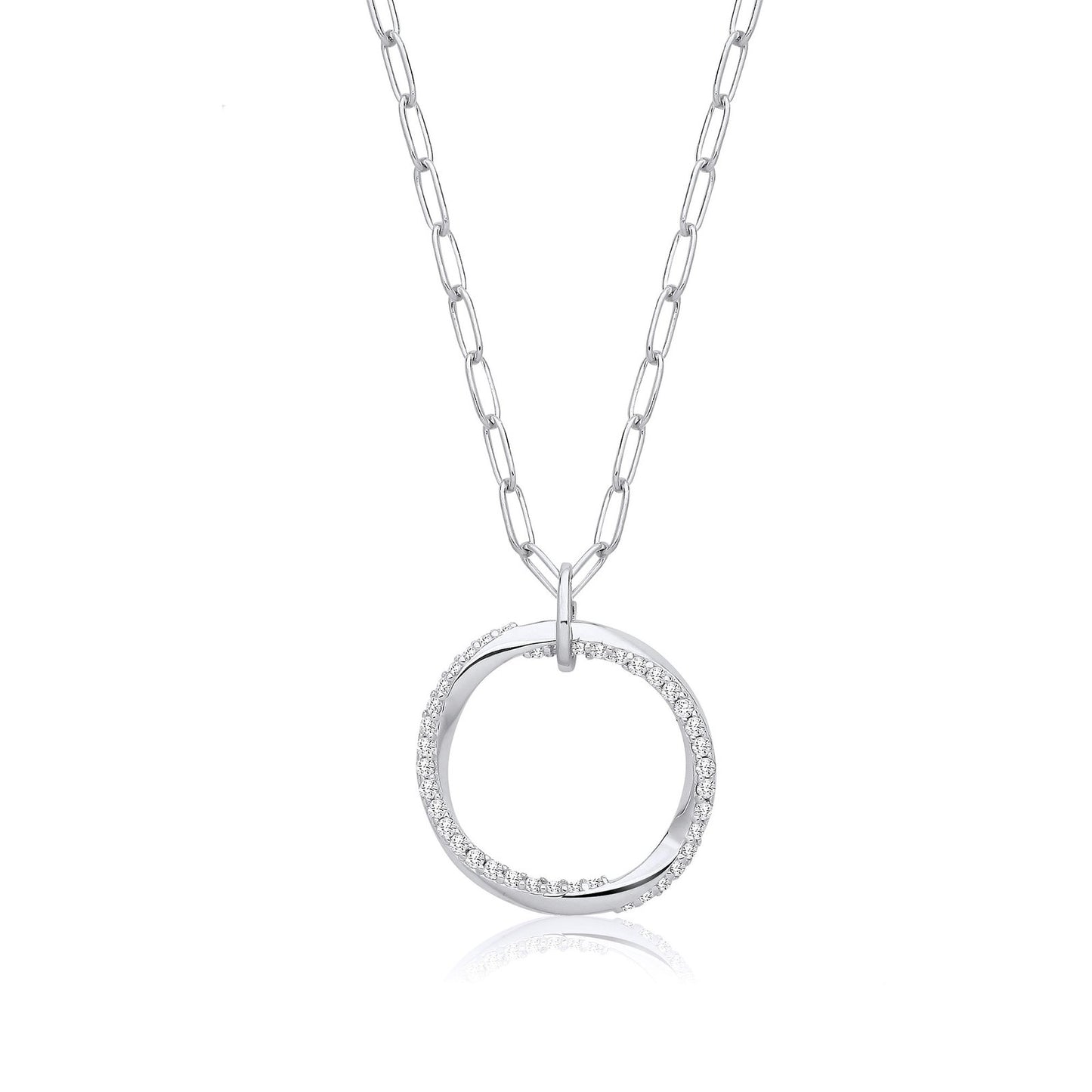 Circle Of Life Cubic Zirconia Drop With Oval Belcher Necklace