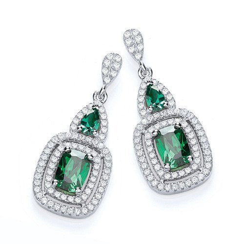 Micro Pave' Fancy Drop With Green Cubic Zirconia's
