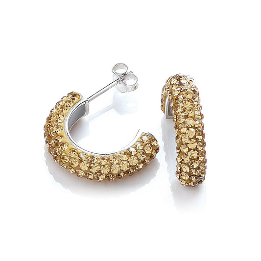 Half Hoop Stud With Champagne Cubic Zirconia