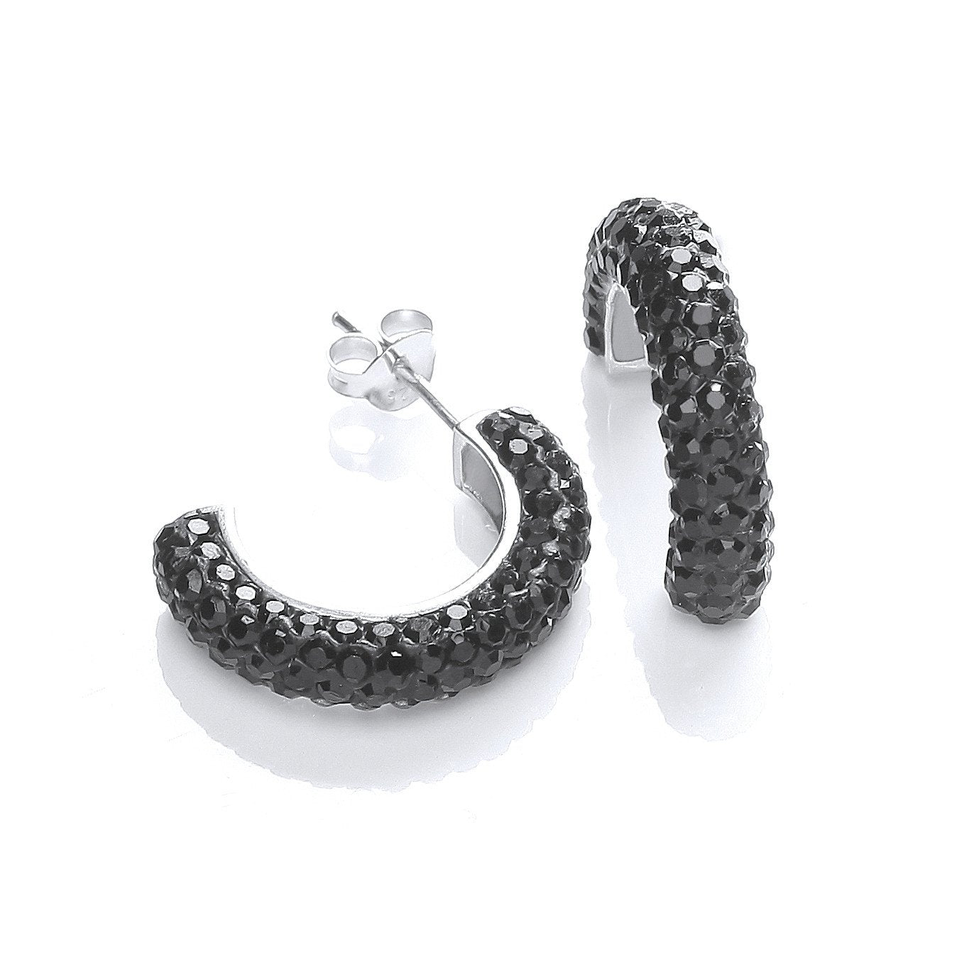 Half Hoop Stud With Black Cubic Zirconia