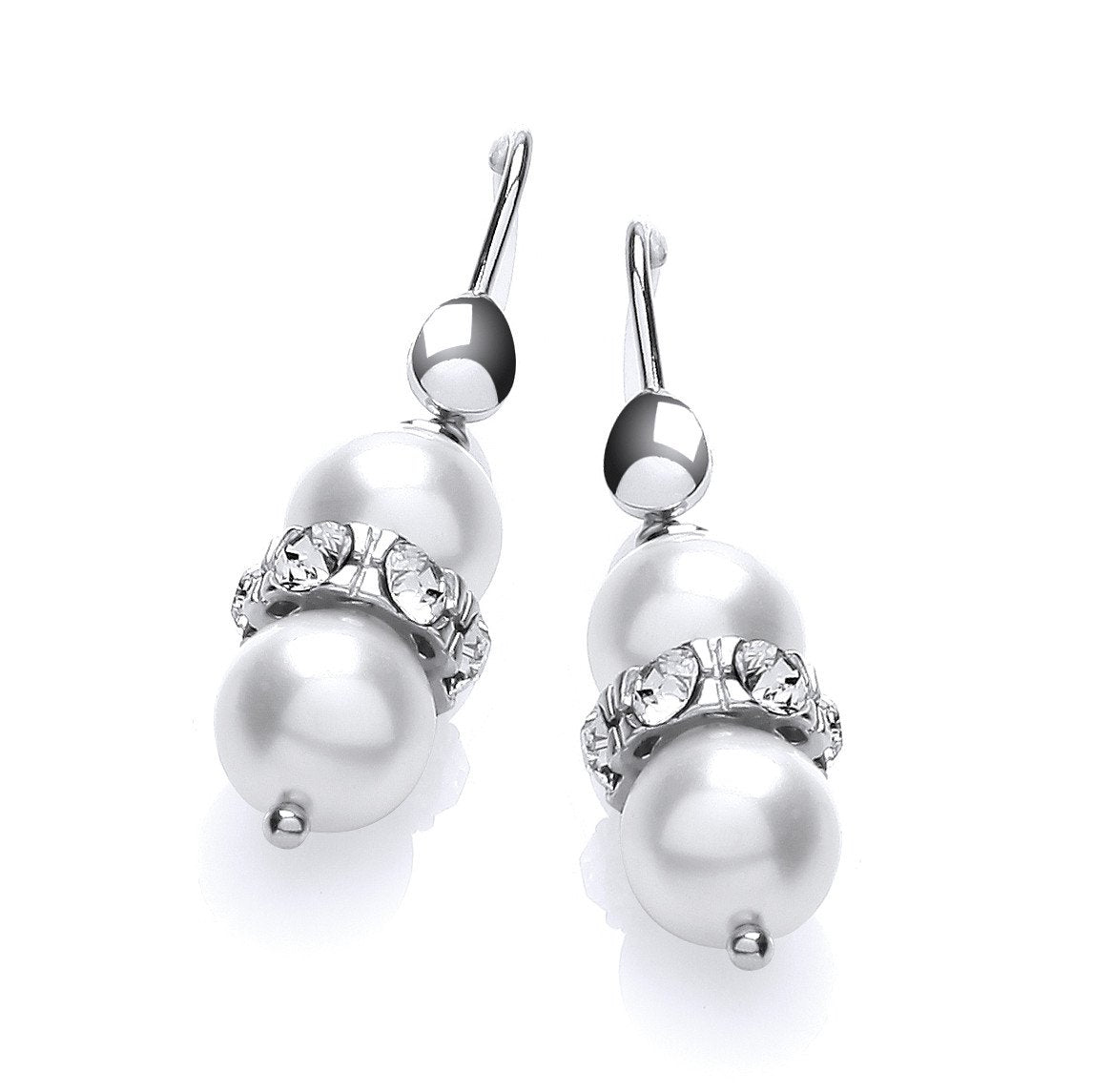 Glass Pearl With Crystals Earrings