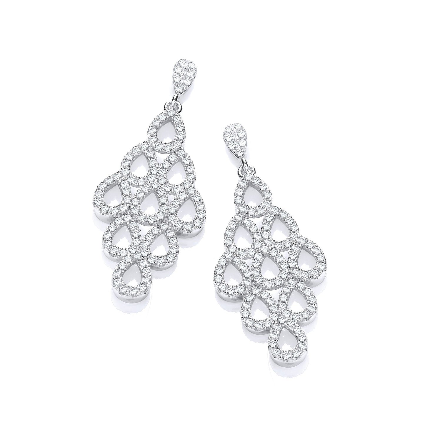 Micro Pave' White Cubic Zirconia Drop Earrings