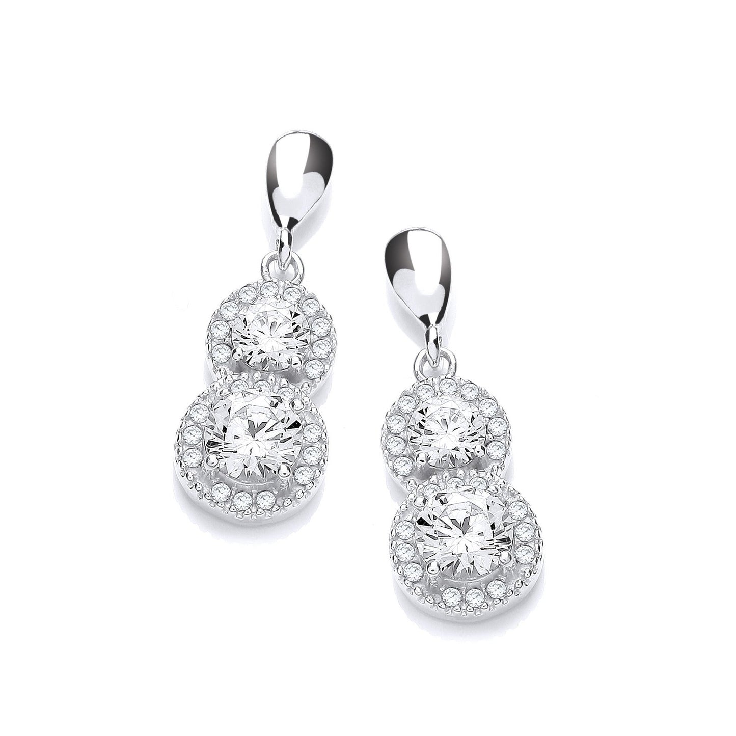 Micro Pave' White Cubic Zirconia Drop Earrings