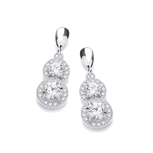 Micro Pave' White Cubic Zirconia Drop Earrings
