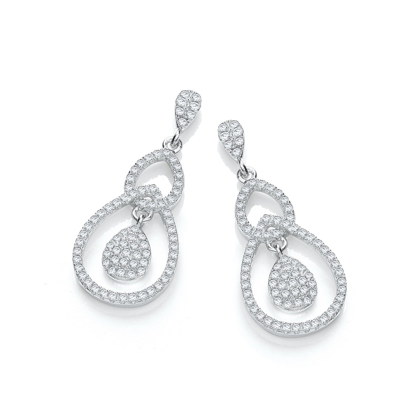 Micro Pave' Fancy Cubic Zirconia Drop Earrings