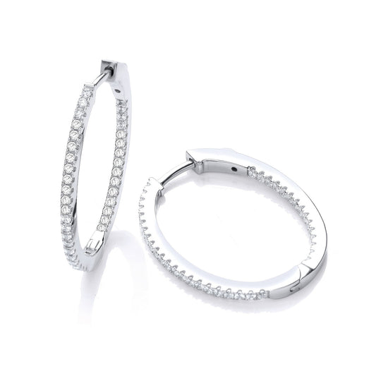 Micro Pave' Oval Hoop Cubic Zirconia Earrings