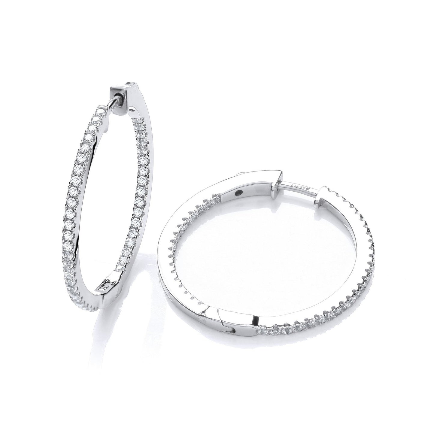 Micro Pave' Round Hoop Cubic Zirconia Earrings