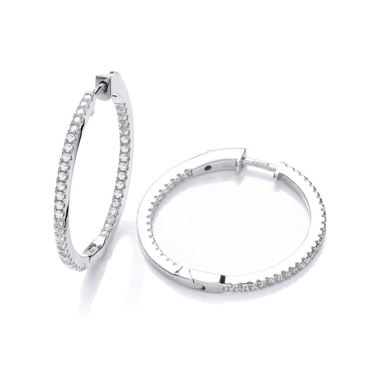 Micro Pave' Round Hoop Cubic Zirconia Earrings