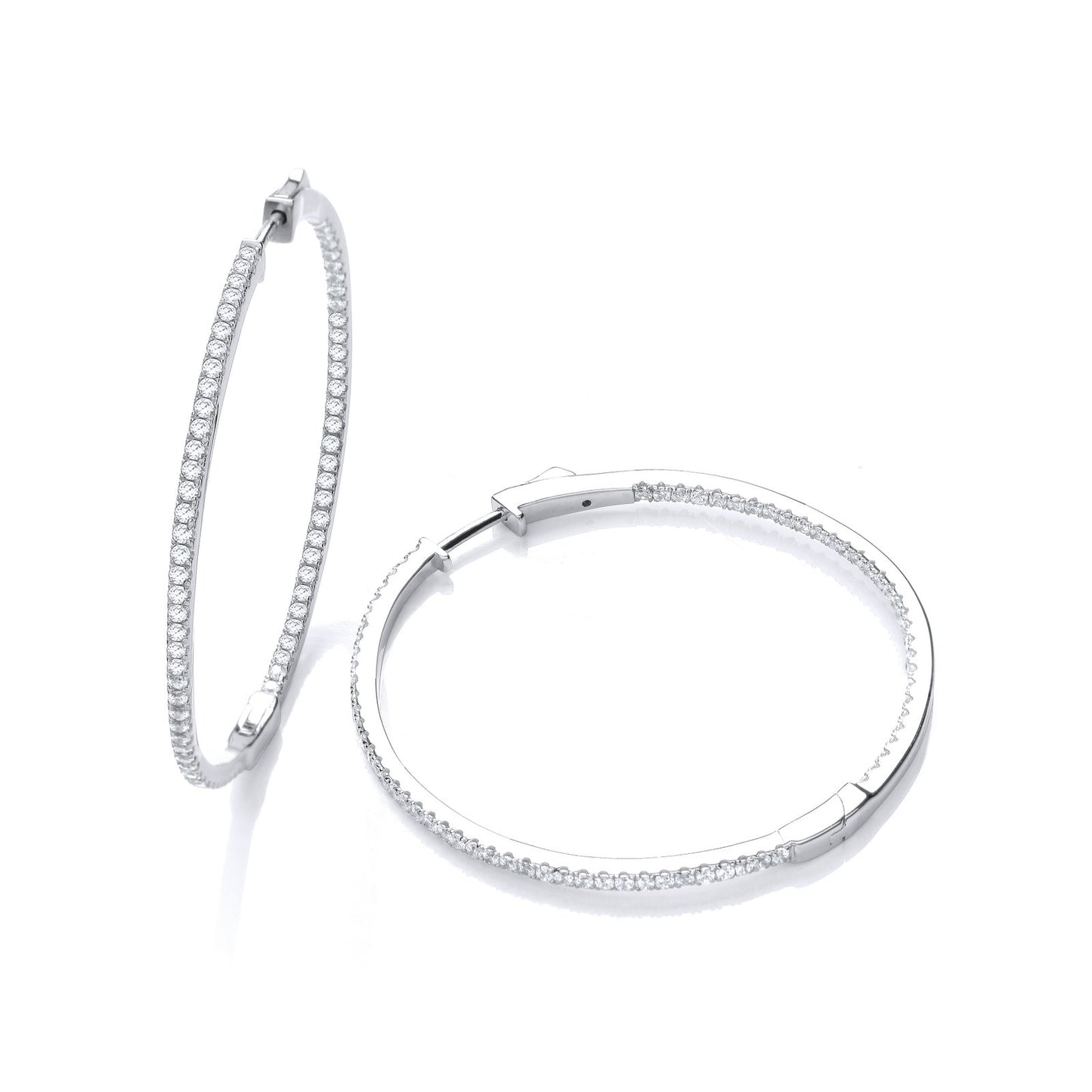 Micro Pave' Big Round Hoop Cubic Zirconia Earrings