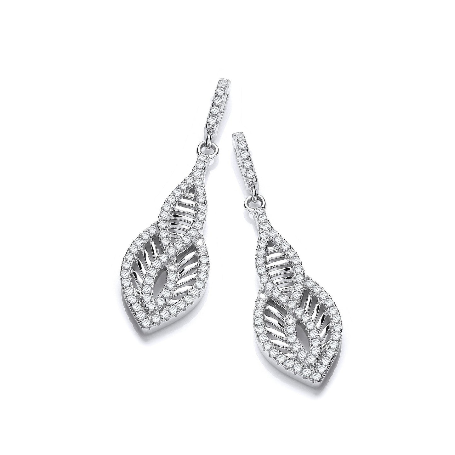 Micro Pave'  Cubic Zirconia Encrusted Teardrop Shaped Earrings