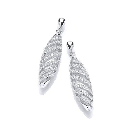 Micro Pave' Fancy Swirl Cubic Zirconia Drop Earrings