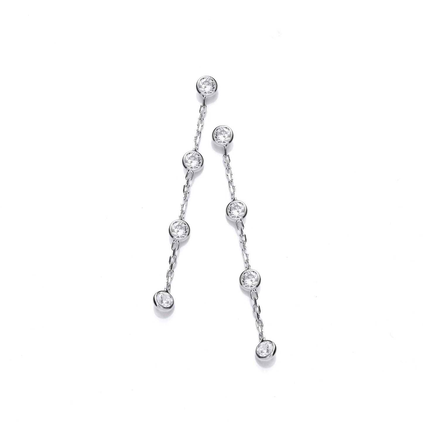Silver Rubover Clear Cubic Zirconia's Drop Earrings