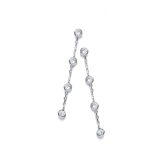 Silver Rubover Clear Cubic Zirconia's Drop Earrings