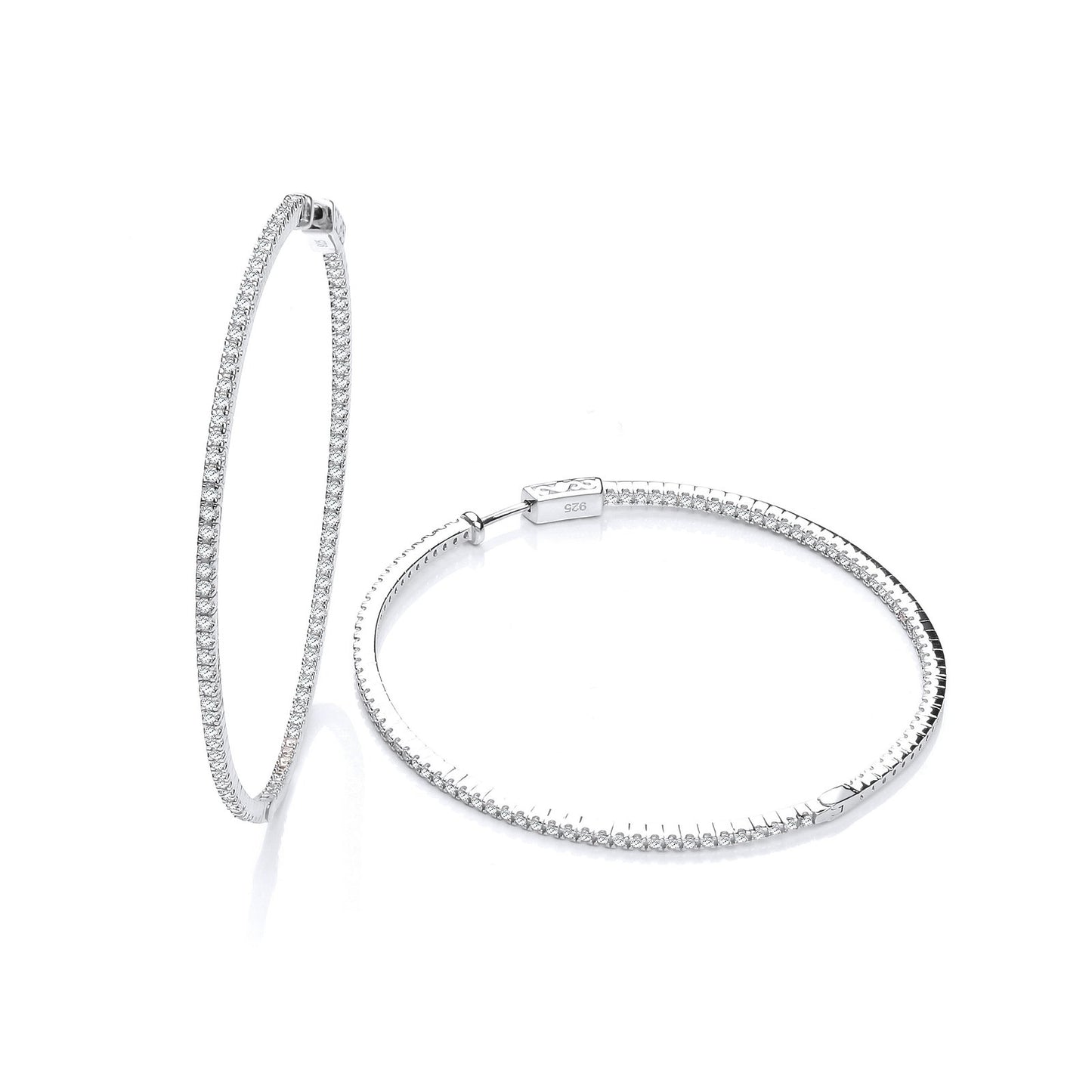 Micro Pave' 60mm Round Hoop Cubic Zirconia Earrings