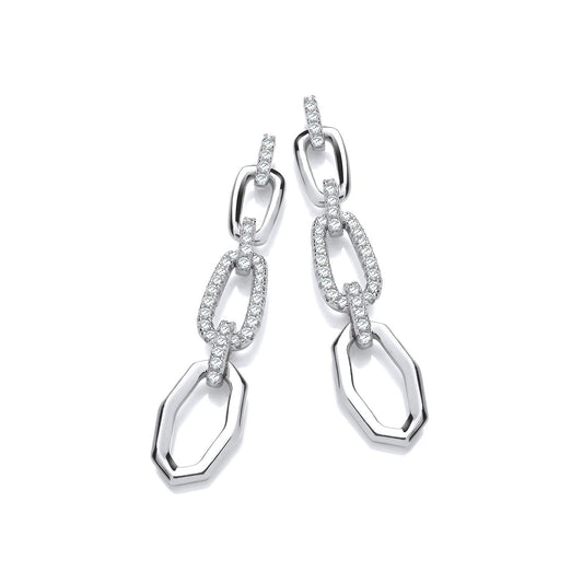Hollow Links Cubic Zirconia Drop Earrings