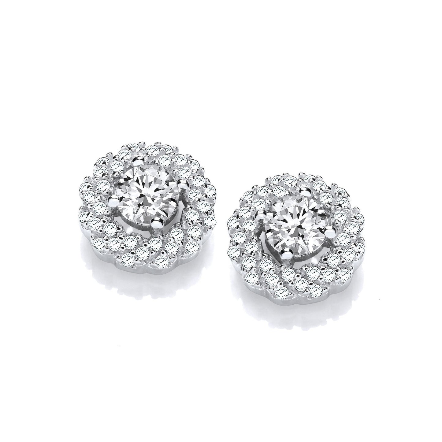 Halo Style Cubic Zirconia Stud Earrings