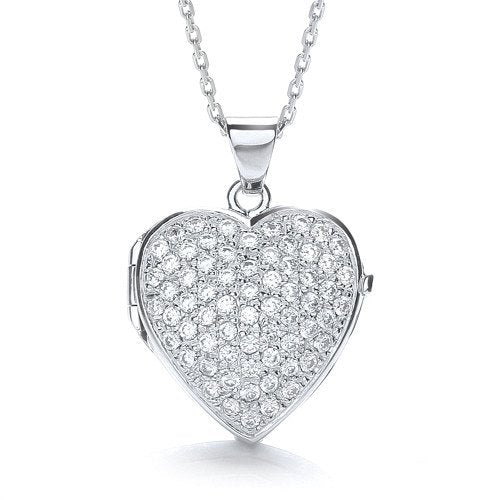 Big Heart Shape All Cubic Zirconia's On Front Locket