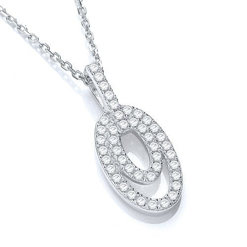 Micro Pave' Fancy Pendant Cubic Zirconia With 18" Chain