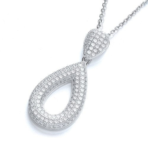 Micro Pave' Pear Shape Pendant With 18" Chain