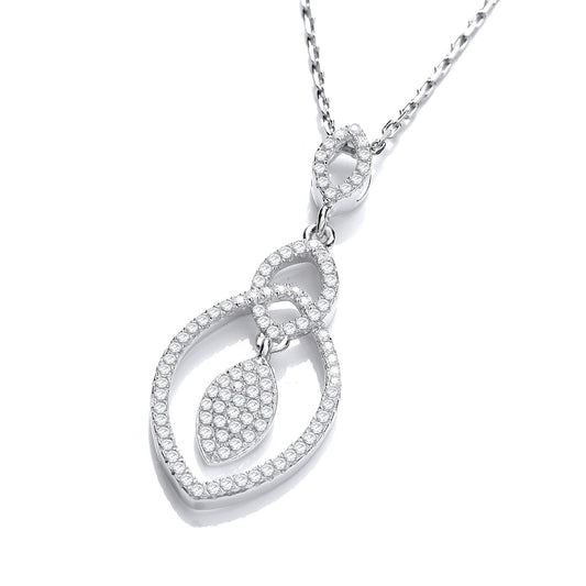Micro Pave' Teardrop Pendant With 18" Chain
