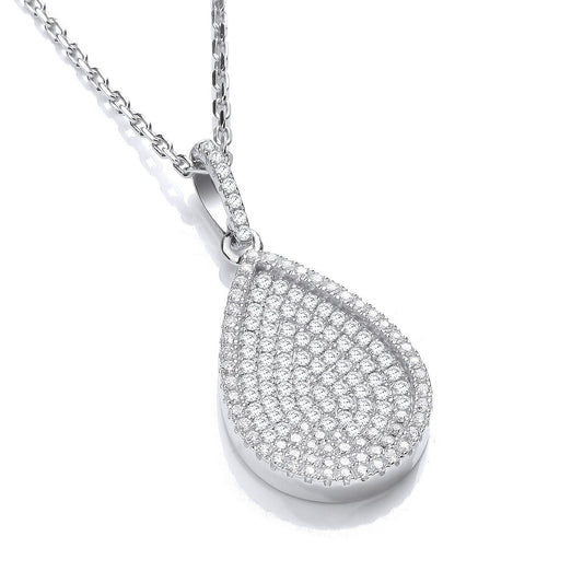 Micro Pave' Pear Shape Pendant With 18" Chain