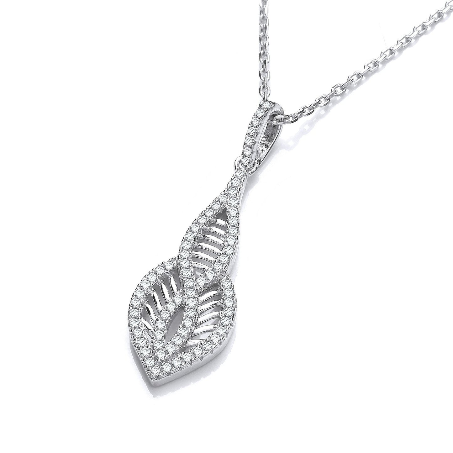 Micro Pave' Cubic Zirconia Teardrop Pendant With 18" Chain