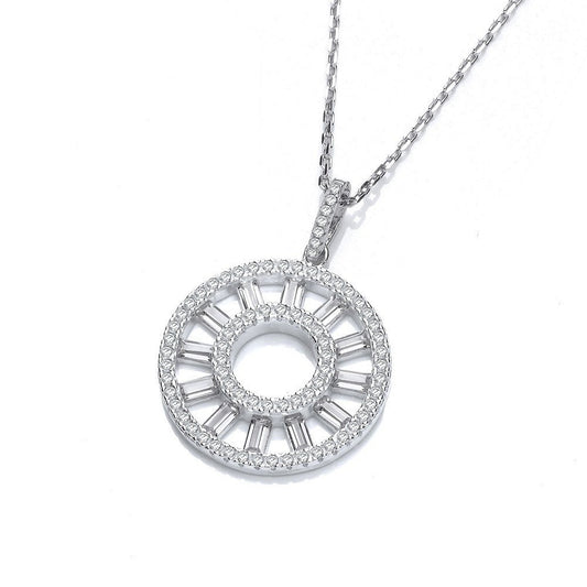 Circle Of Life Round & Baguette Cubic Zirconia Pendant With 18" Chain