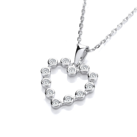 Heart Rubover Cubic Zirconias Drop Pendant With Chain