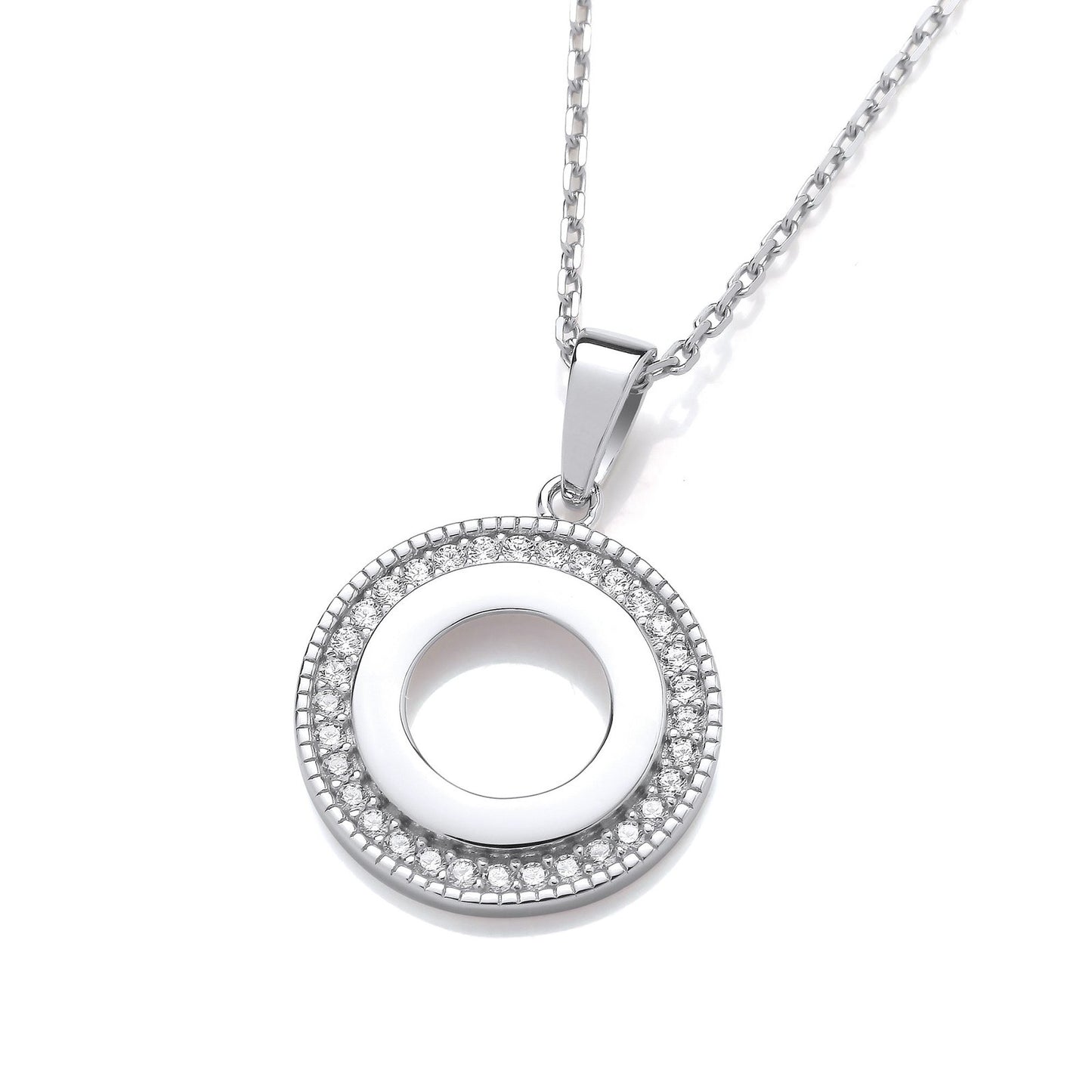 Silver Circle Of Life Cubic Zirconia Pendant With Chain