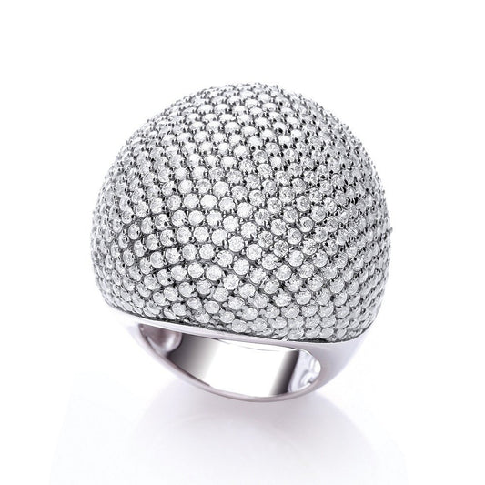 Micro Pave' Big Cocktail Ring 503 White Cubic Zirconia