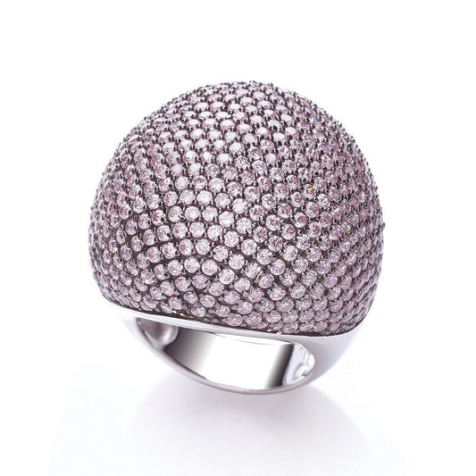 Micro Pave' Big Cocktail Ring 503 Pink Cubic Zirconia