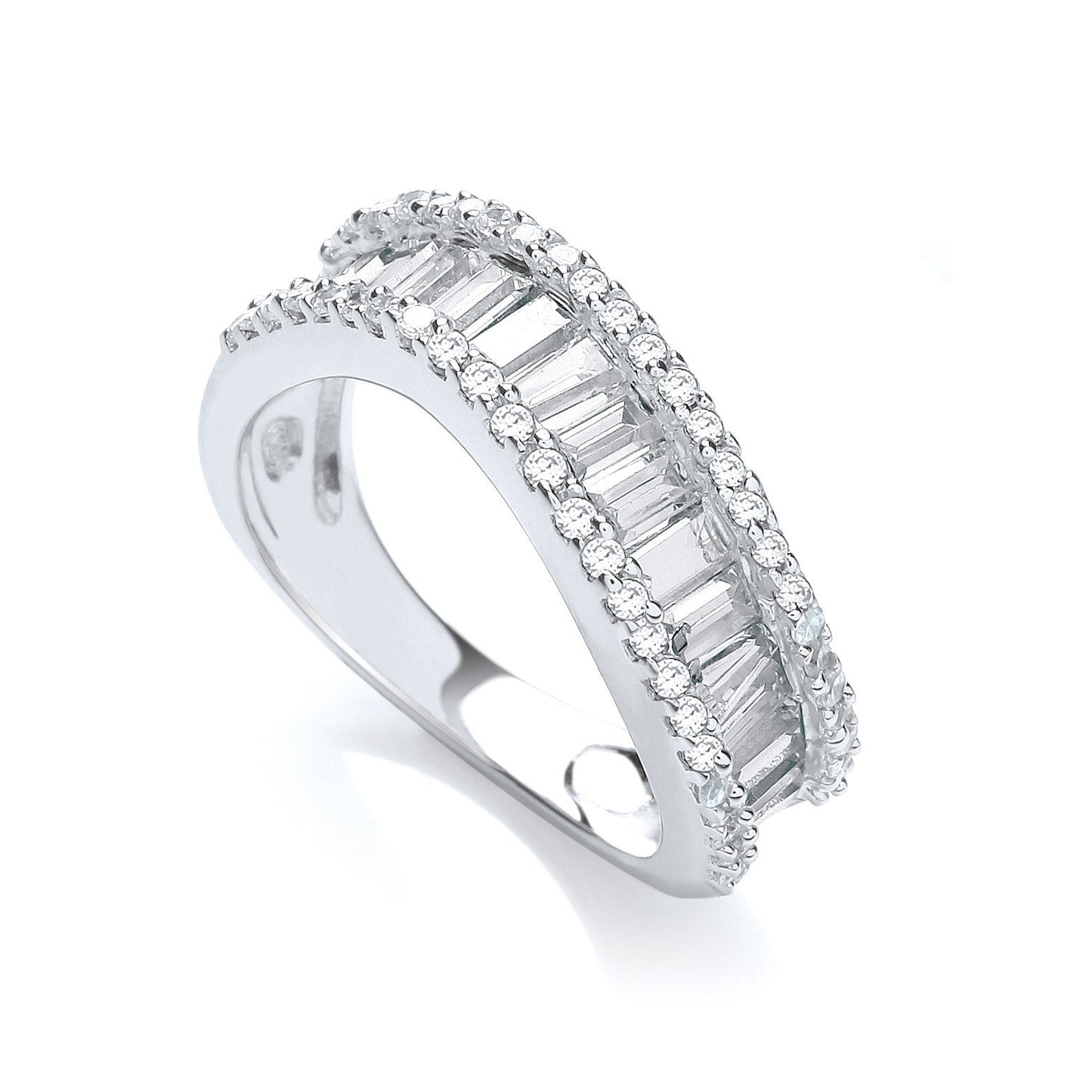 Baguette With Round Cubic Zirconia Ring