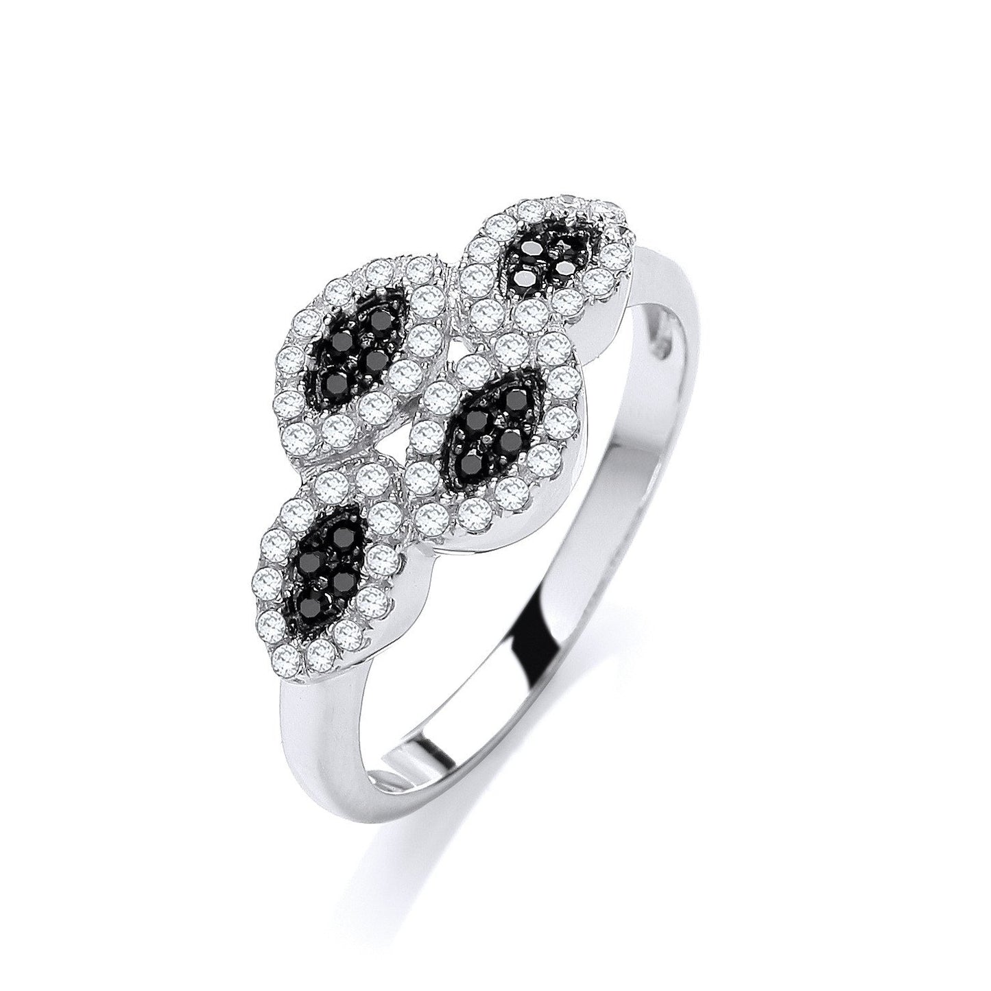 Micro Pave' Black/white Cubic Zirconia Ring