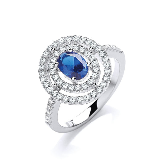 Micro Pave' Sapphire Blue & Clear Cubic Zirconias Ring