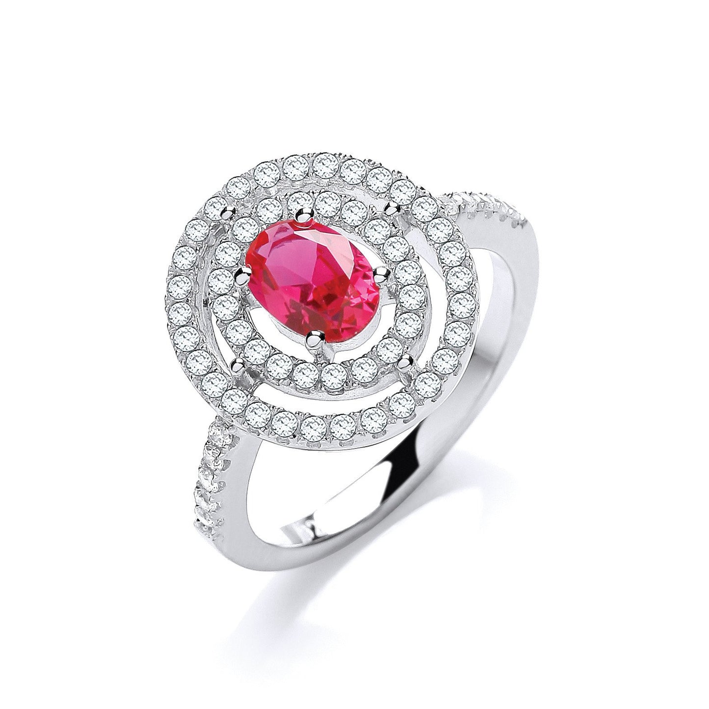 Micro Pave' Ruby Red& Clear Cubic Zirconias Ring