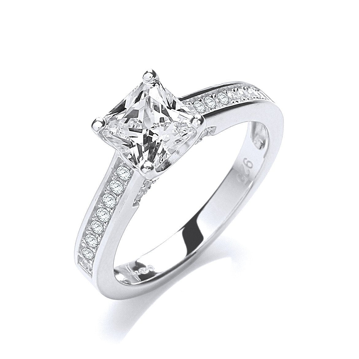 Micro Pave' Princess Cut With Shoulder Cubic Zirconia 's Ring