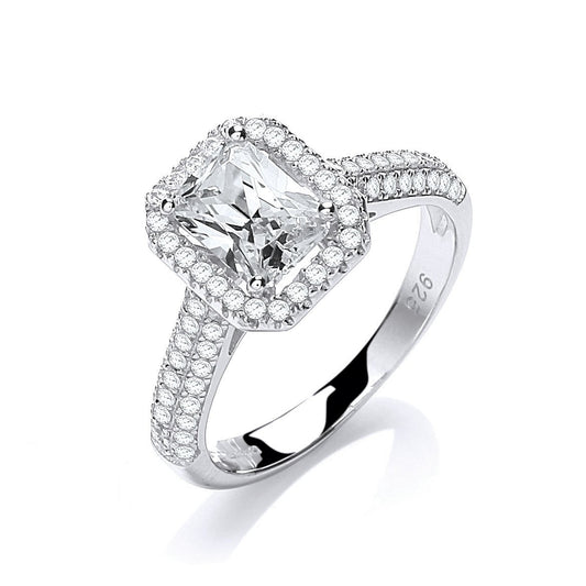 Micro Pave' Emerald Cut Centre With Shoulder Cubic Zirconia's Ring