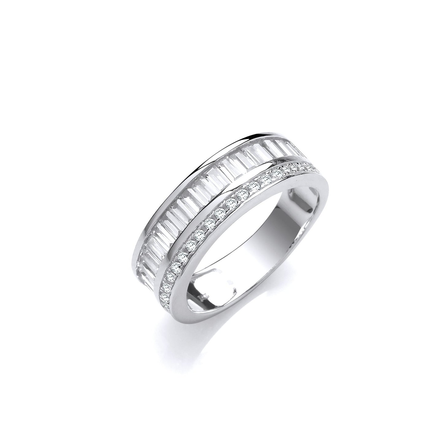 Half Et Baguette And Round Cubic Zirconia's Silver Ring