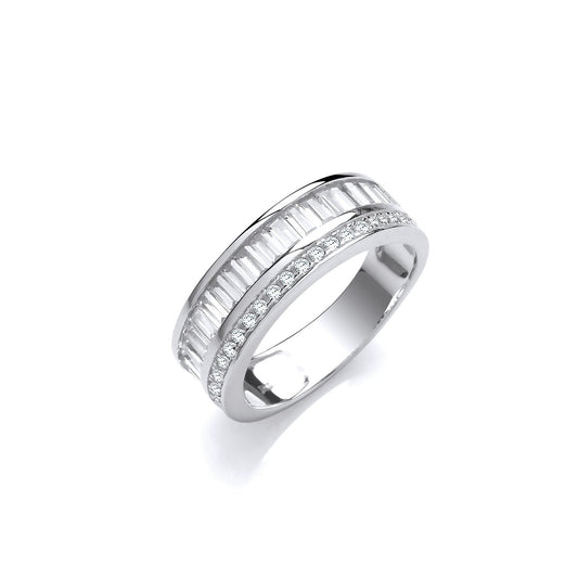 Half Et Baguette And Round Cubic Zirconia's Silver Ring