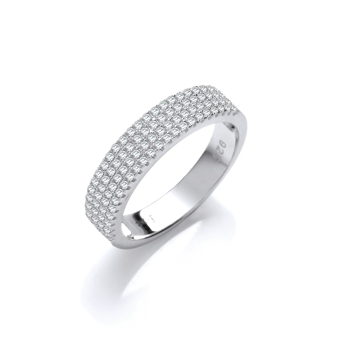 Micro Pave' Half Et Cubic Zirconia Silver Ring