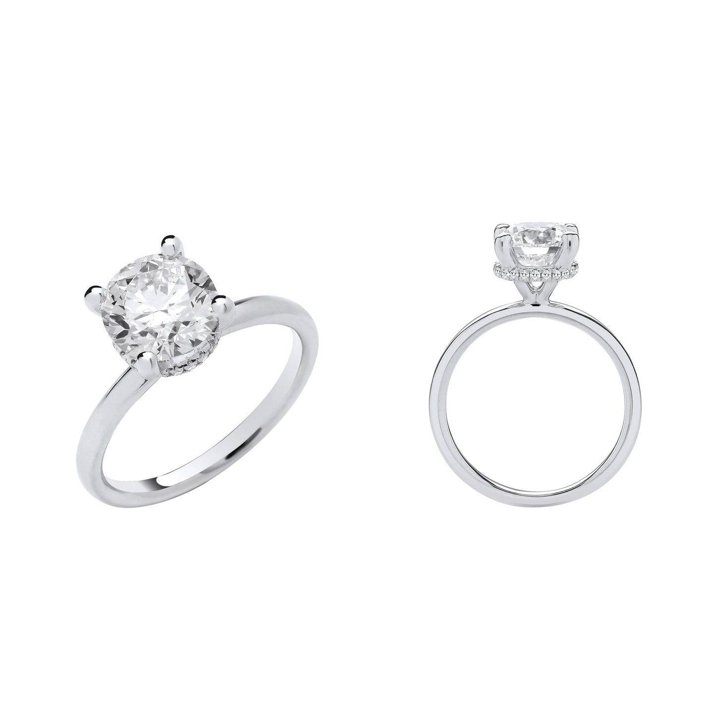 18ct White Gold 2.07ctw Solitaire Lab Grown Hidden Halo Diamond Ring Igi Certified