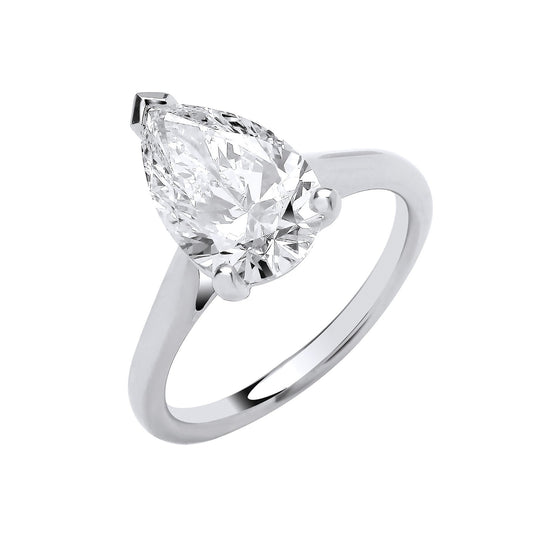 18ct White Gold 3.00ctw Pear Cut  Lab Grown Diamond Ring Igi Certified