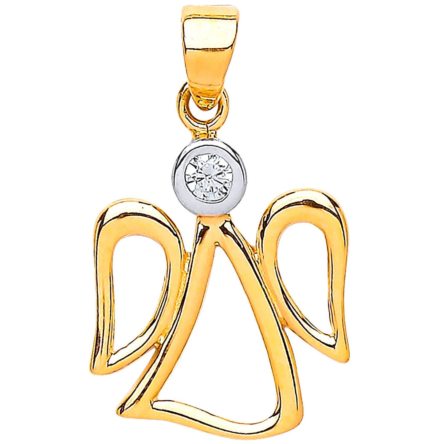 Yellow Gold Cubic Zirconia Angel  Pendant
