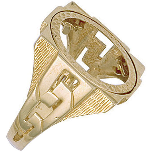 Yellow Gold (full) Square Top  Id Sides Sovereign Ring